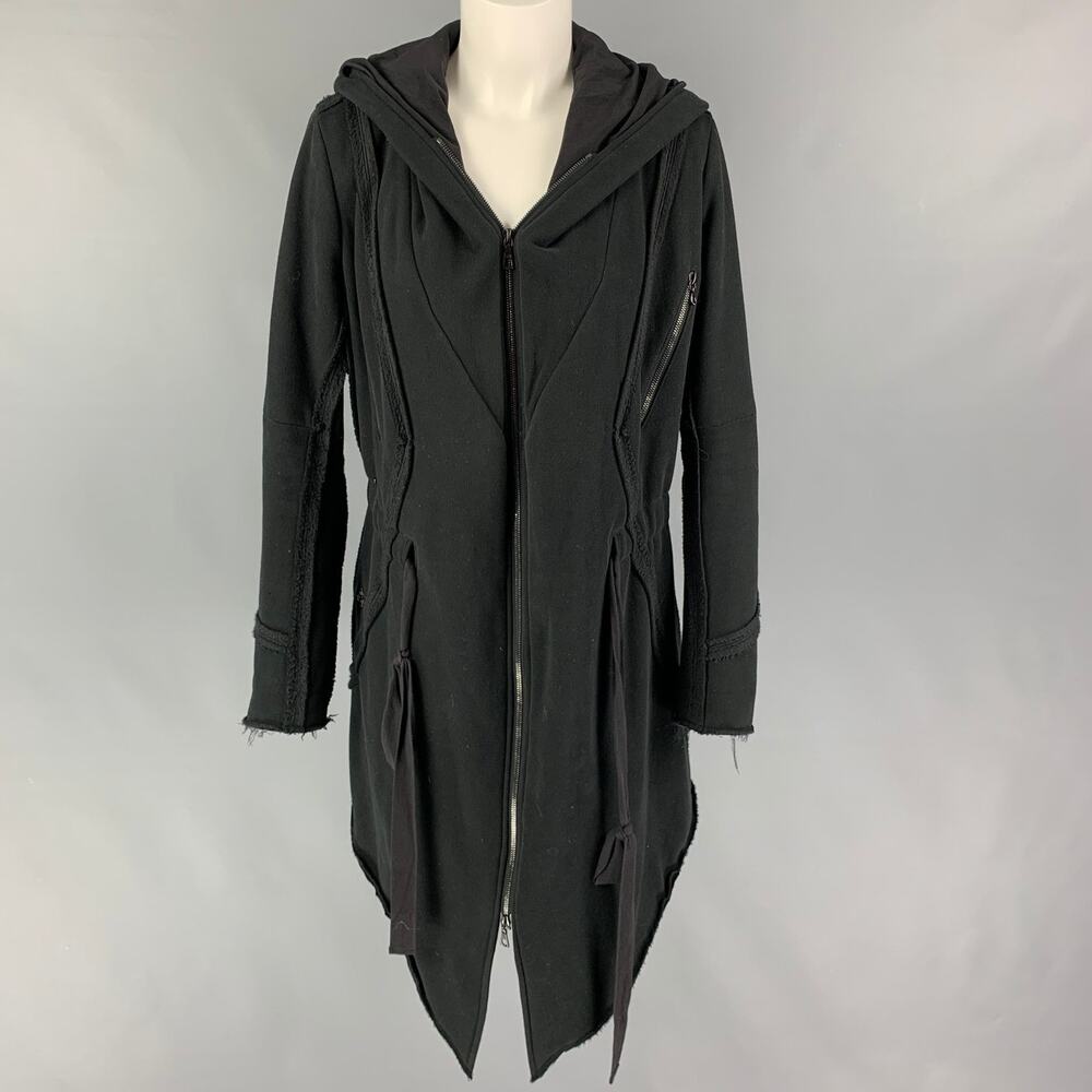 MISOMBER NUAN Size 0 Black Cotton Blend Zip Up Snaps Coat